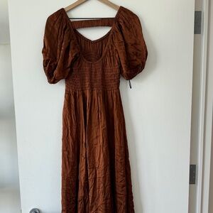 La Ligne Samantha Midi Dress Bronze Rust Women's Medium